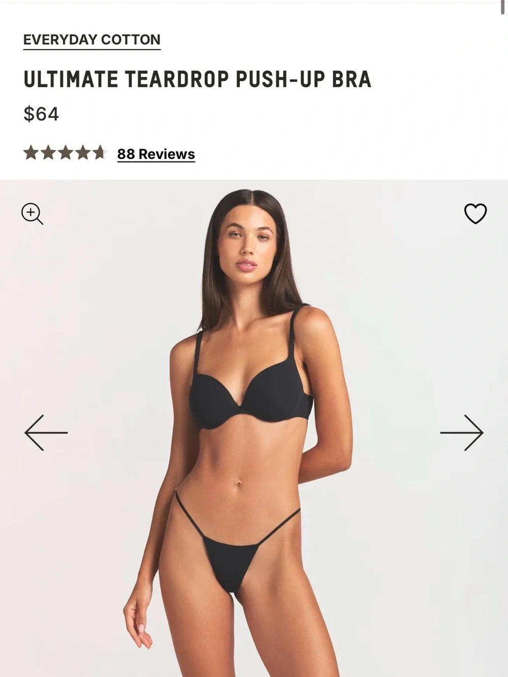 SKIMS Onyx Everyday Cotton Ultimate Bra 32A - Picture 3 of 3